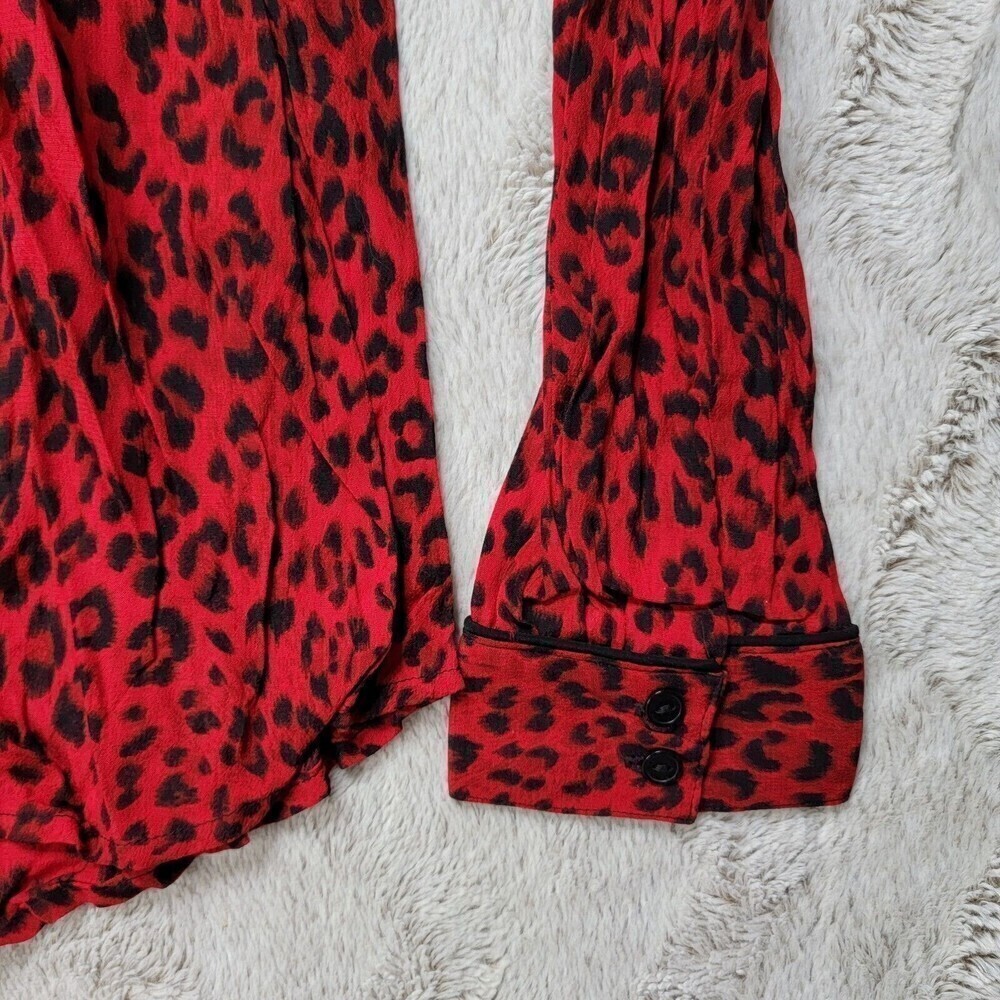 Sanctuary Red Cheetah Leopard Print Button Up Blo… - image 7